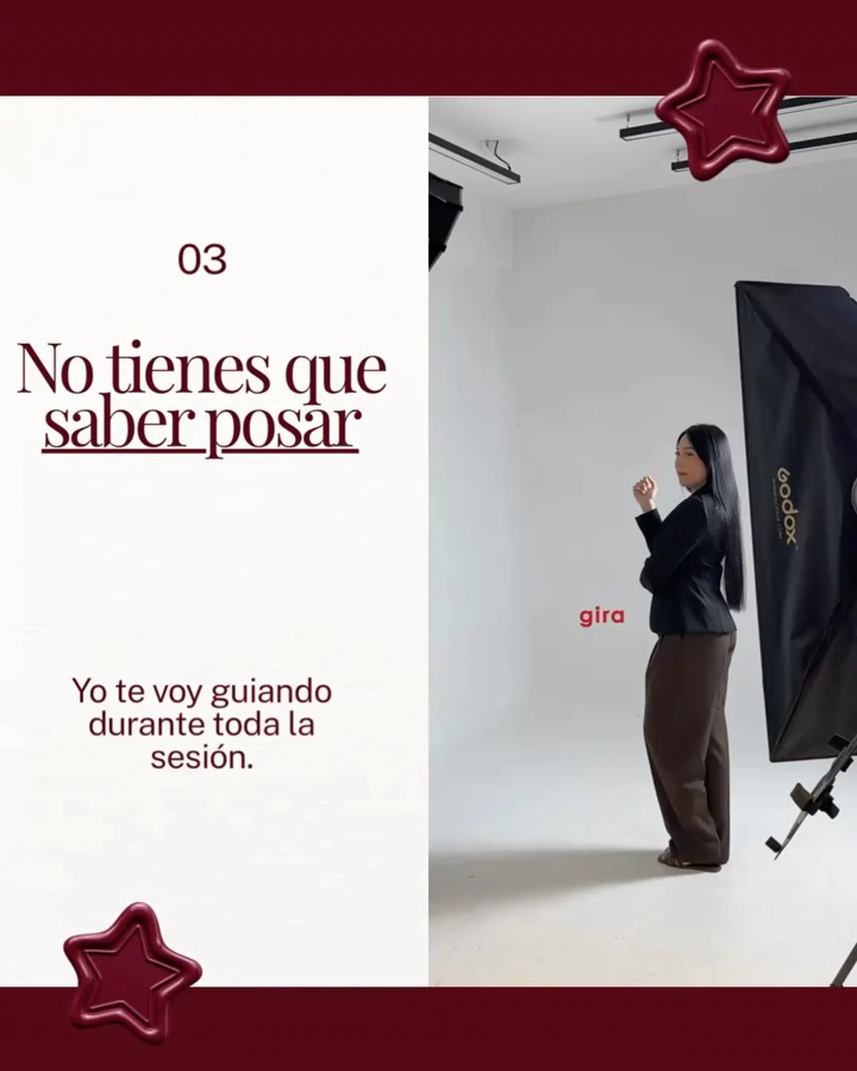 Dirección de poses durante toda la sesión